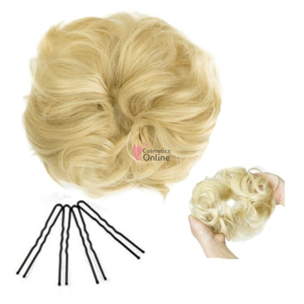 Coc modern din par artificial cu elastic N2005 Blond Deschis + 4 Ace Negre